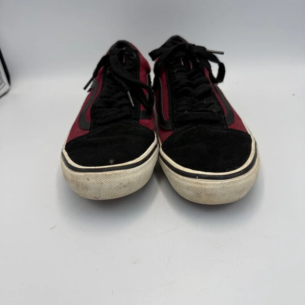 Vans Skate Old Skool Burgundy Black Suede Canvas PopCush Shoes Mens 8.0